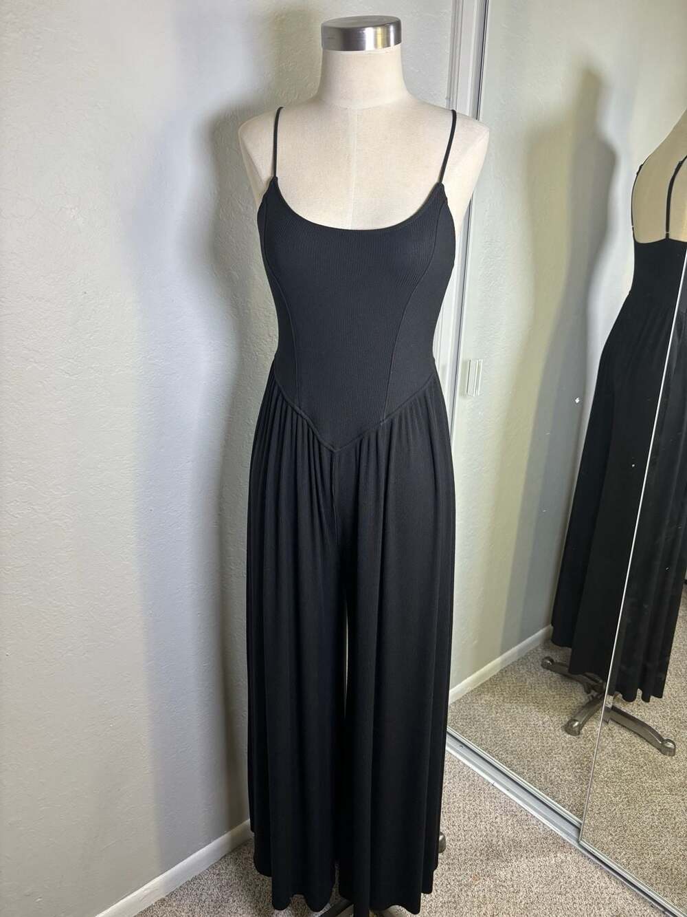 American Eagle Soft & Sexy Seamed Corset Jumpsuit Black